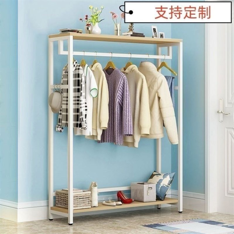 铁艺卧室落地式衣架加粗加厚晾衣架室内挂衣单杆式衣帽架家用收纳