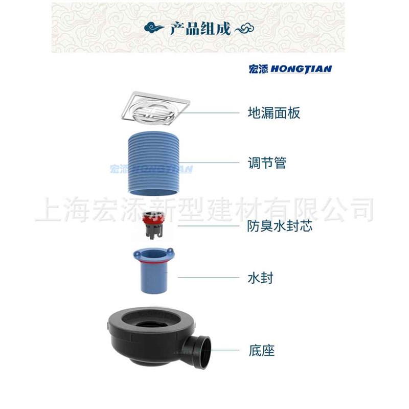 静音排水管地漏 卫生间洗衣机防D臭排水下水道淋浴房水宫地漏