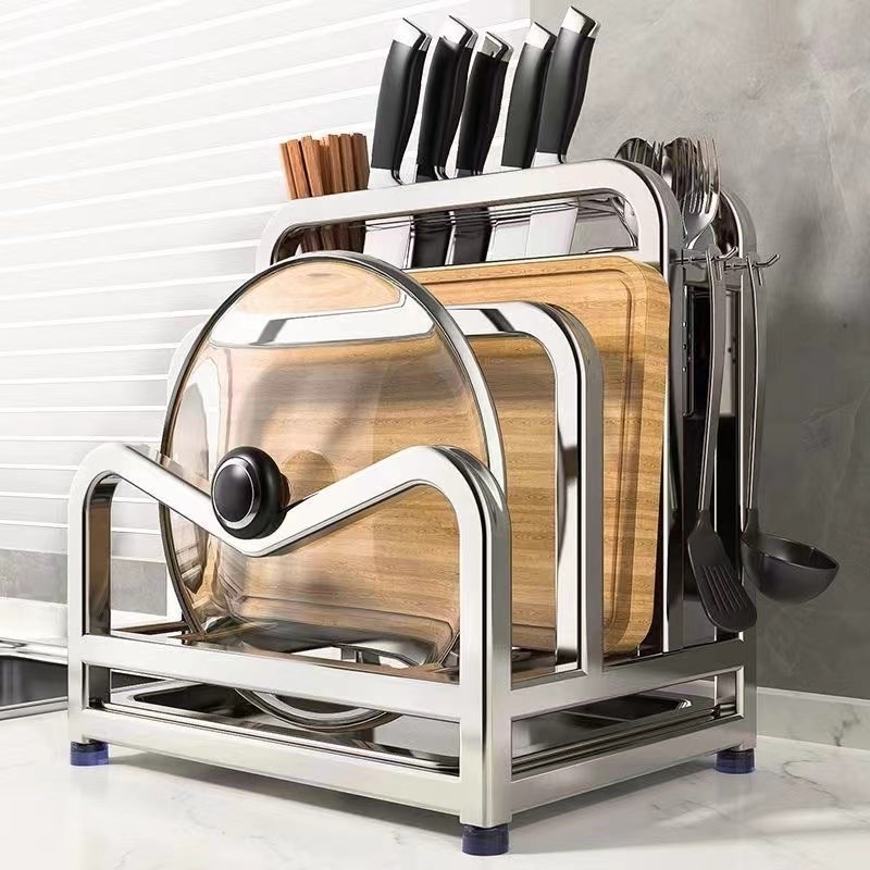 304不锈钢厨房刀架置物r架2024新款多功能一体刀具砧菜板收纳架子