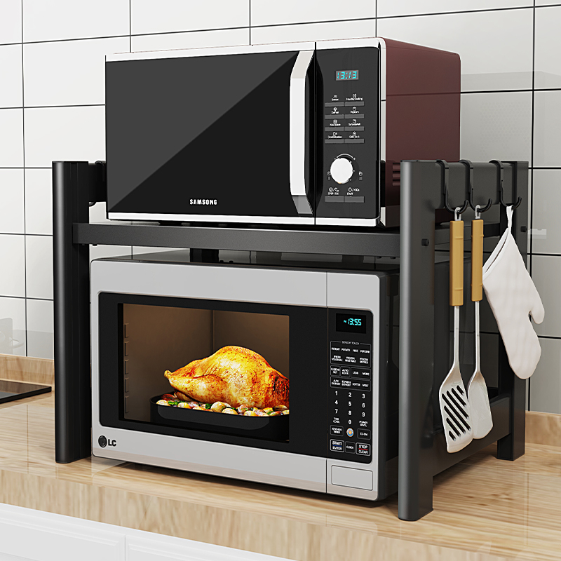 304不锈钢微波炉置物架厨房用品调味料刀架厨具收纳架2层烤箱架子