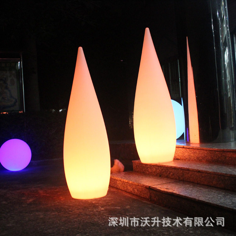 创意LED七彩发光水滴灯户外装饰工程庭院商场酒店客厅火焰落地灯