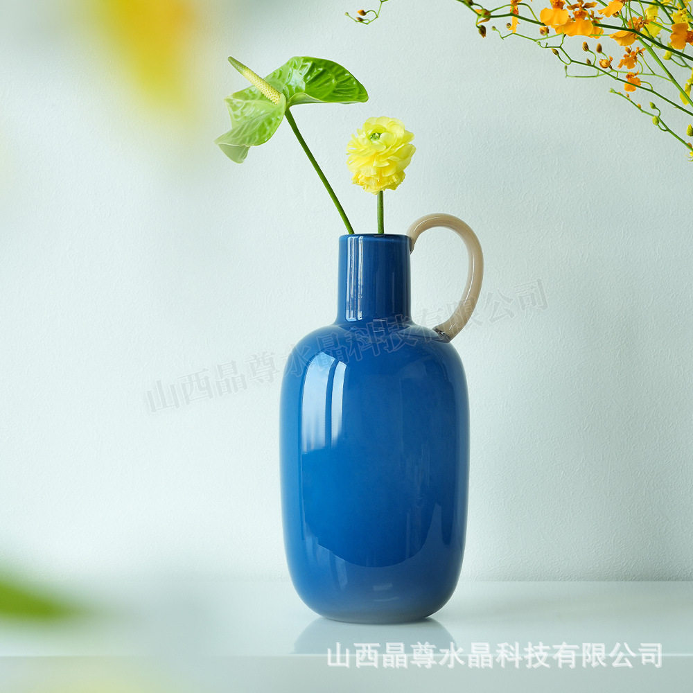 ins风中古玻璃花瓶轻奢高级感批发客厅插花装饰花瓶水培法式摆件