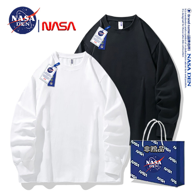 NASA联名重磅纯棉长袖T恤男女款2026年春秋季简约纯色内搭卫衣衫,男装,T恤,淘宝优惠券,粉丝福利购,淘宝优惠卷