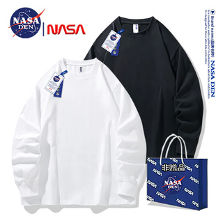 NASA联名重磅纯棉长袖T恤男女款2026年春秋季简约纯色内搭卫衣衫
