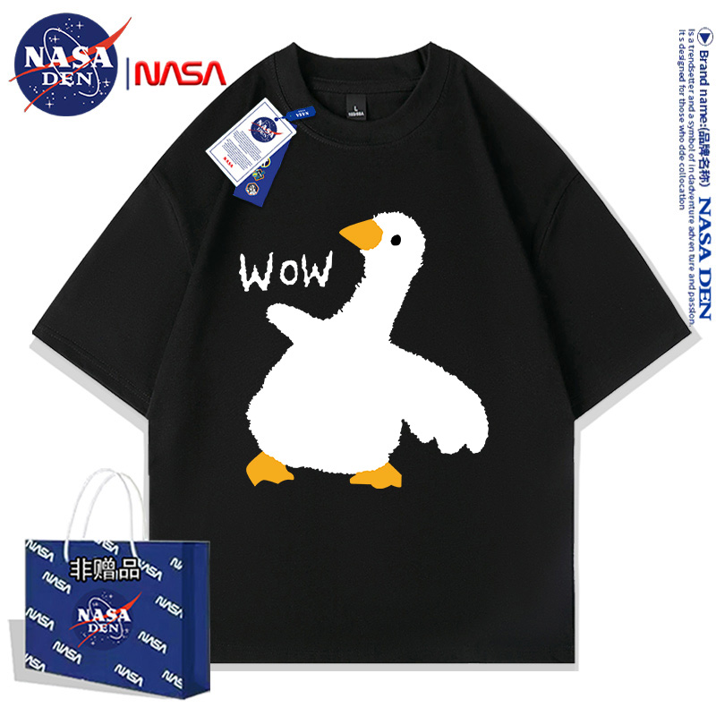 NASA联名夏季卡通印花圆领T恤男