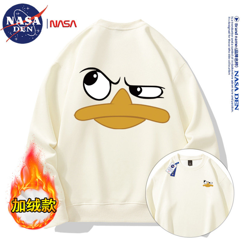 NASA联名时尚简约重磅长袖卫衣男女款潮牌宽松百搭加绒圆领情侣衫