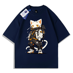 NASA联名夏季重磅纯棉短袖T恤男女款美式青少年印花圆领上衣服衫