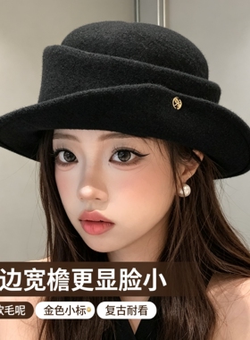 不规则卷边礼帽氛围感显脸小