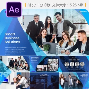 时尚商务多屏AE模板企业宣传片动态图文展示会议营销品牌宣传