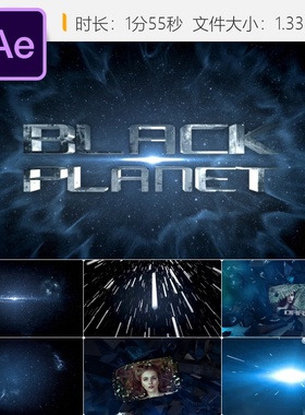 AE模板黑色星球粒子特效好莱坞电影开场动画4K视频素材AE工程