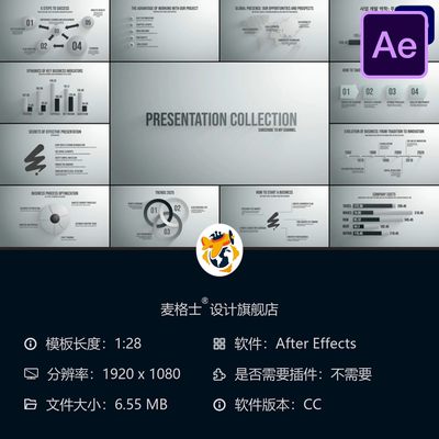 AE模板企业营销数据可视化信息图表动画合集商业广告宣传片头