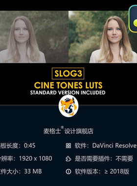 达芬奇专业电影Slog3调色预设与LUT合集支持4K影视后期