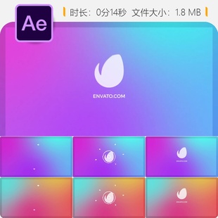 彩色优雅现代风格LOGO动画AE模板网站宣传展示白色抽象旋转效果