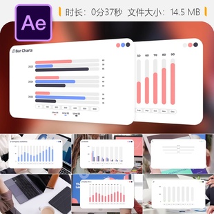 AE模板柱状图信息图表数据可视化商业分析动画加密货币数据分析