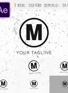 未来科技数据LOGO动画AE模板数字网络代码开场特效白色企业风格