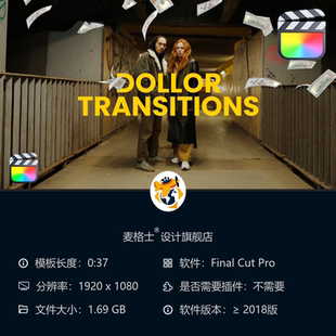 金融货币转场动画FCPX模板现金钞票欧元硬币MG动画特效视频素材