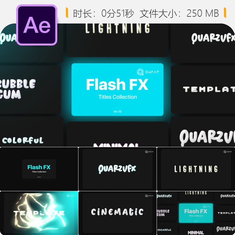 Flash Motion Titles 第二个 AE模板动画企业品牌科技感片头设计