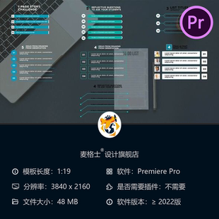 Premiere Pro动态模板企业会议活动议程动画清单PR视频制作模板