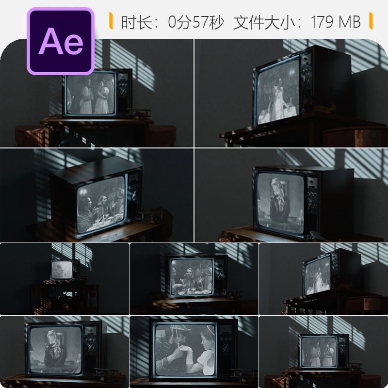复古电视历史纪录片开场AE模板电影胶片怀旧动态史诗片头设计