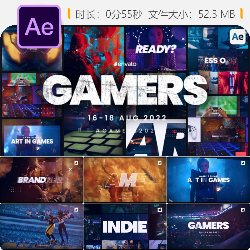 AE模板赛事活动宣传片头文字动画排版设计包竞赛海报宣传片头