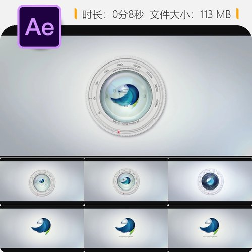 AE模板聚焦镜头相机LOGO动画摄影摄像师作品集展示视频片头AE