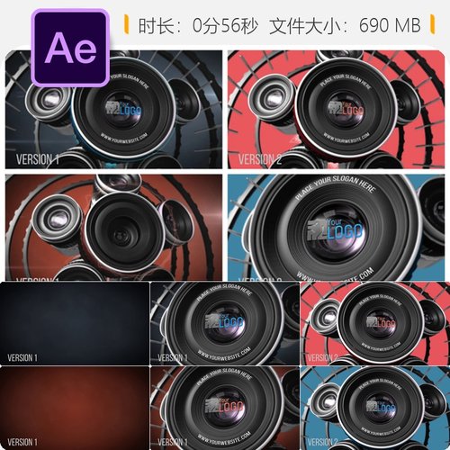 摄影镜头LOGO动画AE模板摄影师拍摄片头开场特效4K高清视频素材