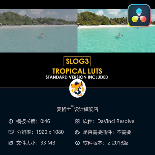 达芬奇专业电影Slog3热带与标准风格调色LUT预设合集
