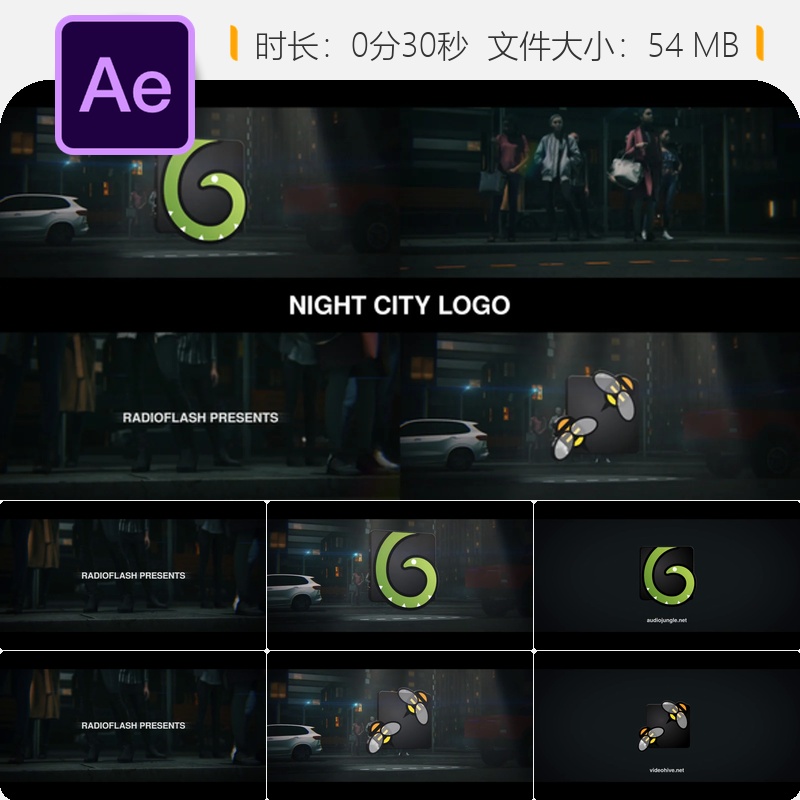 暗黑城市LOGO动画AE模板电影光效3D恐怖开场女性汽车场景展示