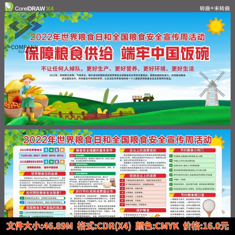 2024年世界粮食日知识粮食安全宣传周展板宣传栏海报图片素材