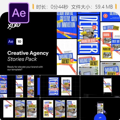 创意机构故事AE模板非洲裔设计师创作过程视频片头开场动画制作