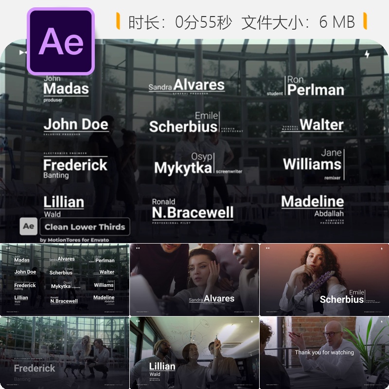 现代简洁字幕条AE模板创意文字动画设计After Effects视频制作