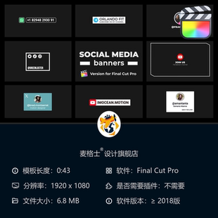 FCPX短视频动态广告MG动画模板 相册片头设计素材 品牌标志竖版