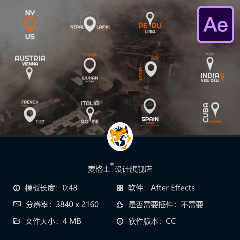 AE模板动态能量商业创意黑金风格4K动态文字动画效果展示片头
