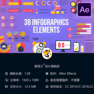 AE模板信息图表元素动画视频图形统计流程图时间线设计制作