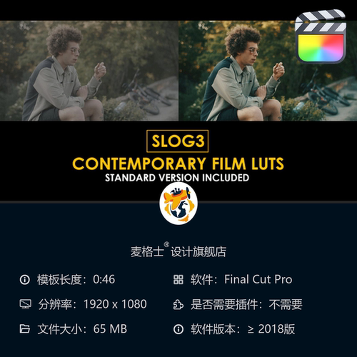 FCPX专业电影调色LUT预设 影视级色彩校正工具 支持Slog3风格