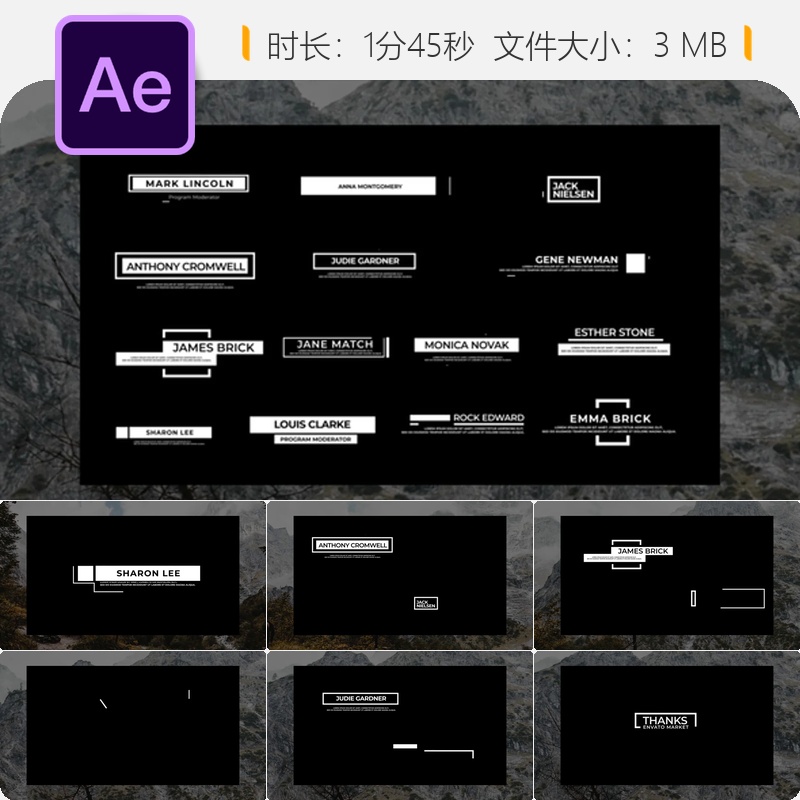 独特新闻动画AE模板流畅动态文字设计干净平滑运动效果