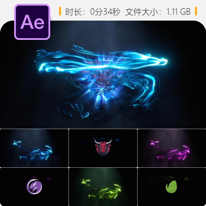 AE模板暗黑电影粒子漩涡LOGO动画开场特效烟雾光效3D恶魔之手