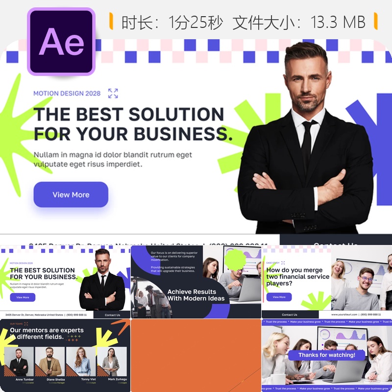 企业宣传幻灯片AE模板公司展示广告片头4K视频制作商业活动设计