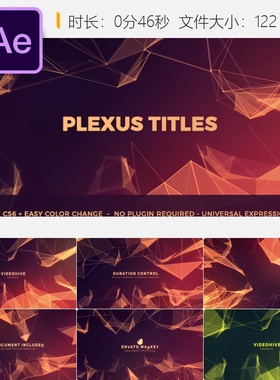 Plexus科技网络数据粒子AE模板医学研究企业演示开场动画片头