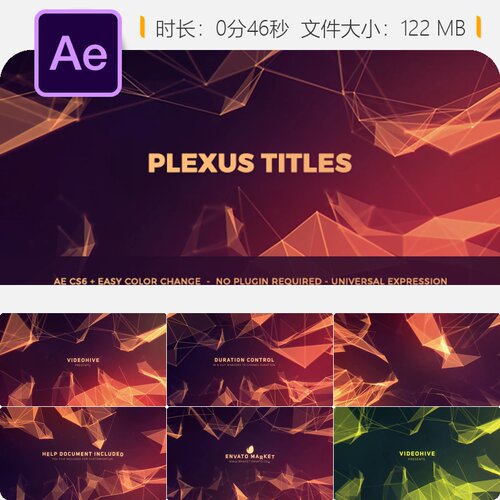 Plexus科技网络数据粒子AE模板医学研究企业演示开场动画片头