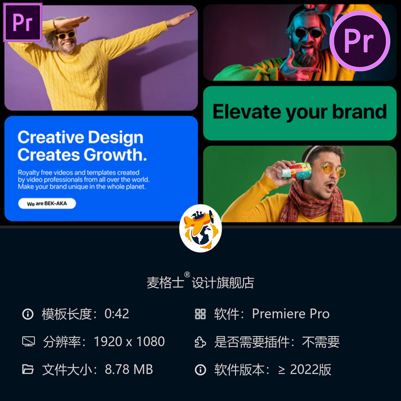分屏动态相册品牌展示PR模板时尚未来感企业广告演示合集模板