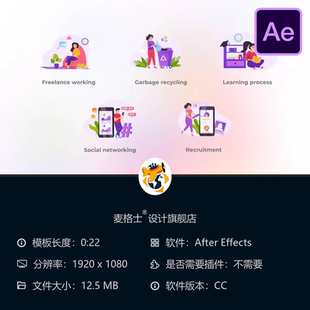 社交网络反馈统计回收流程学习研究AE模板媒体动画图形设计制作