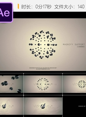 AE模板磁性粒子3D标志开场动画Trapcode特效分子原子失真变形