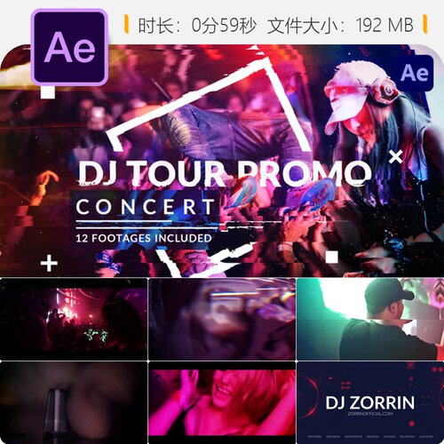 AE模板DJ演唱会宣传片夜店派对动态文字转场特效4K视频素材合集