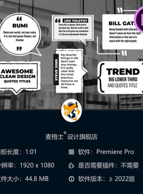 动态抽象扁平化企业引述动画PR模板 快排版文字 干净简洁风格