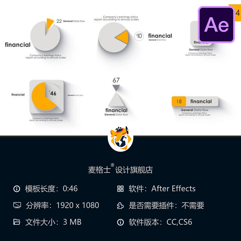 现代社交媒体AE模板霓虹元素信息图动画包After Effects设计素材