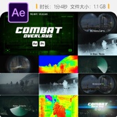 AE模板军事战斗热成像夜视瞄准镜HUD特效元 素包战场监视战术包