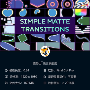 FCPX卡通手绘MG动画动态遮罩转场特效模板 流体彩色图形动画效果