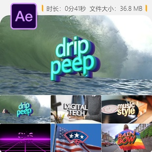 AE模板Simple Color 3D Levels彩虹色调对比度动态元素视频素材