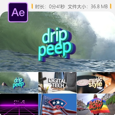 AE模板Simple Color 3D Levels彩虹色调对比度动态元素视频素材